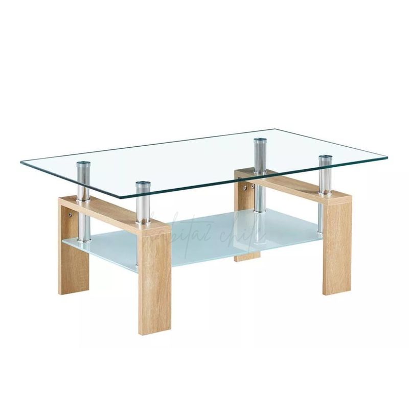 GENERICO - Mesa De Centro Rectangular Vidrio - Natural