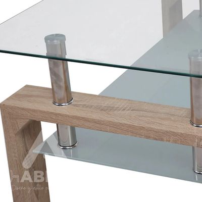 Imagen 2 del producto Mesa de centro rectangular vidrio y madera - Natural