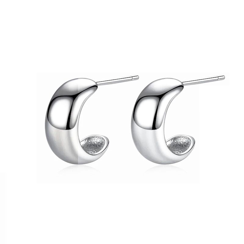 LA GARZA - Aros Plata Semi Argolla Mujer