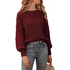 BLWOENS - Suéter de punto para Mujer -Rojo