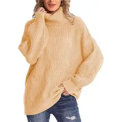 BLWOENS - Suéter de punto con cuello alto para Mujer -Crema