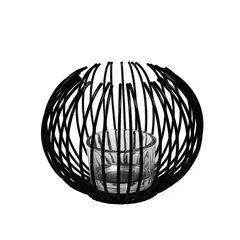 NEWTREE - Candelabro Porta Vela Esfera Negro 9x12x12cm