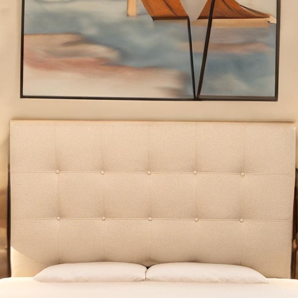 MUEBLES NEW - RESPALDO DOS PLAZAS LINO BEIGE