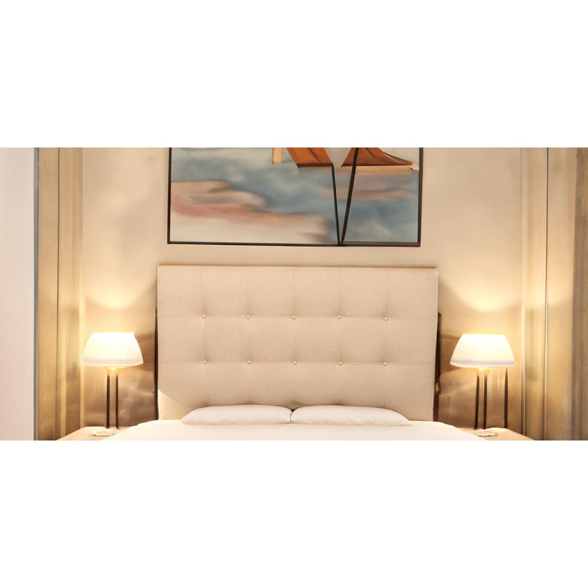 MUEBLES NEW - RESPALDO DOS PLAZAS LINO BEIGE