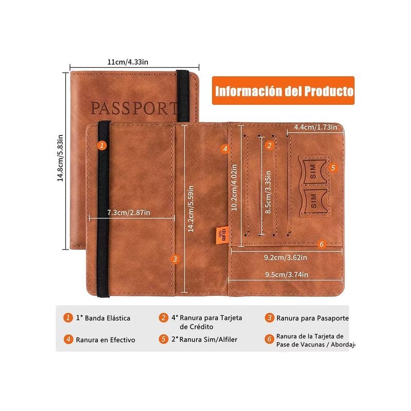 GENERAC - Porta Pasaporte Mujer Documento De Viaje Travel Wallet rfid