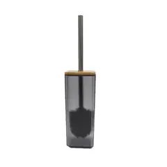 NEWTREE - Cepillo WC Con Recipiente Acrilico Tapa Madera 2pcs