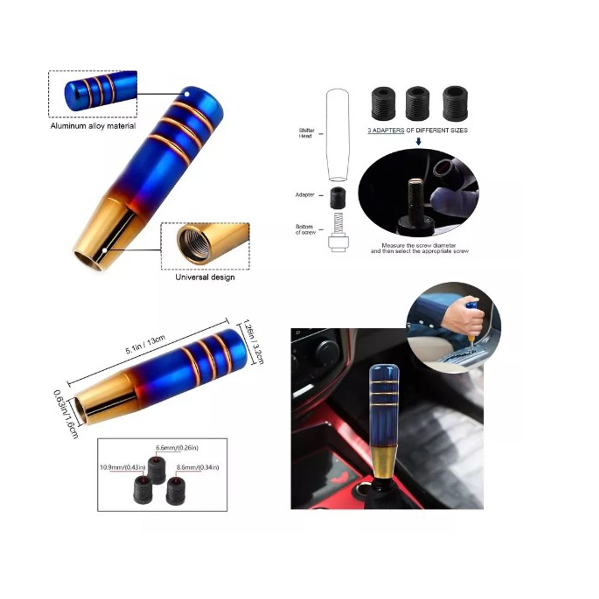 GENERICO - Pomo Manilla De Cambios Auto Universal Azul