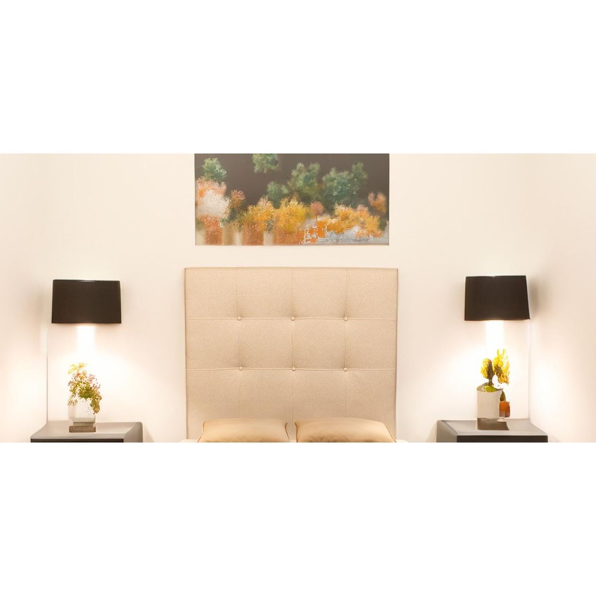 MUEBLES NEW - RESPALDO PLAZA Y MEDIA LINO BEIGE