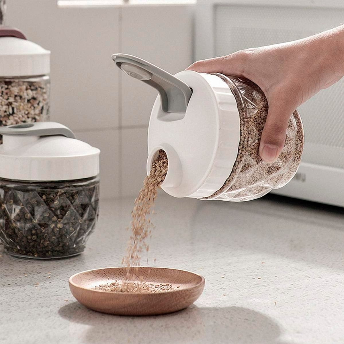 NEWTREE - Organizador Contenedor Frasco Plastico Con Tapa Cocina