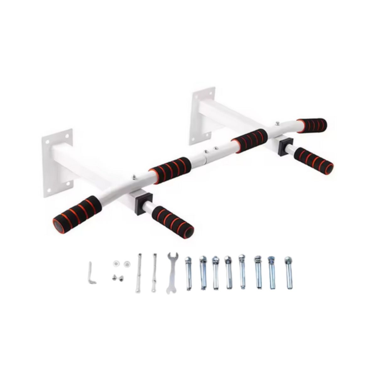 GENERICO - Barra Dominadas Multifuncional Blanco Ejercicios Fit + Pernos