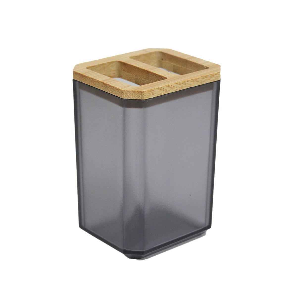 NEWTREE - Porta Cepillo Acrilico Tapa Madera 10x7cm