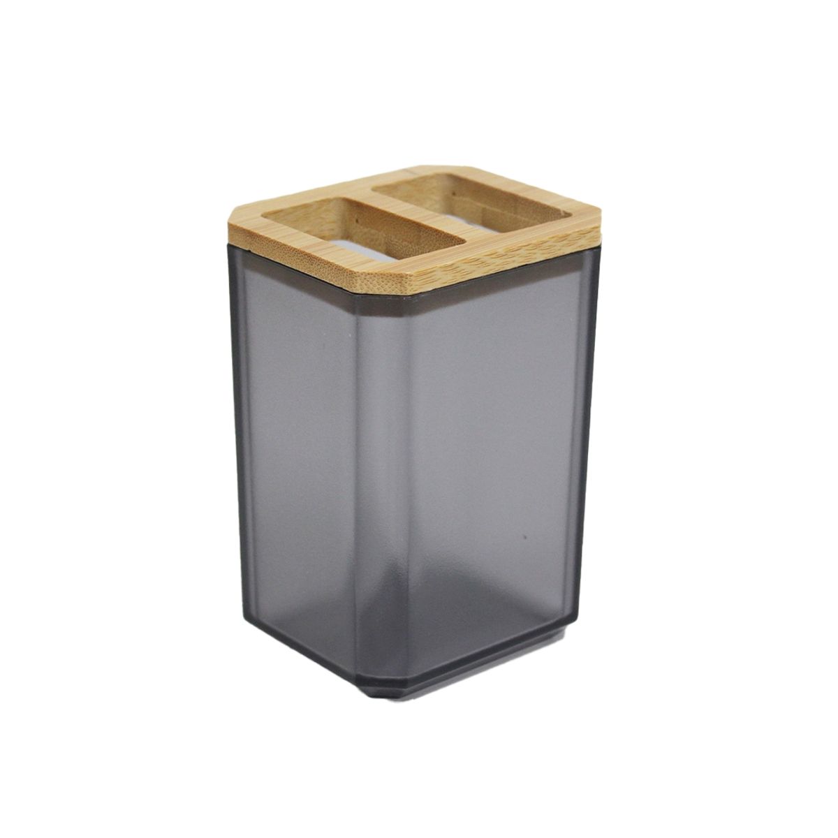 NEWTREE - Porta Cepillo Acrilico Tapa Madera 10x7cm