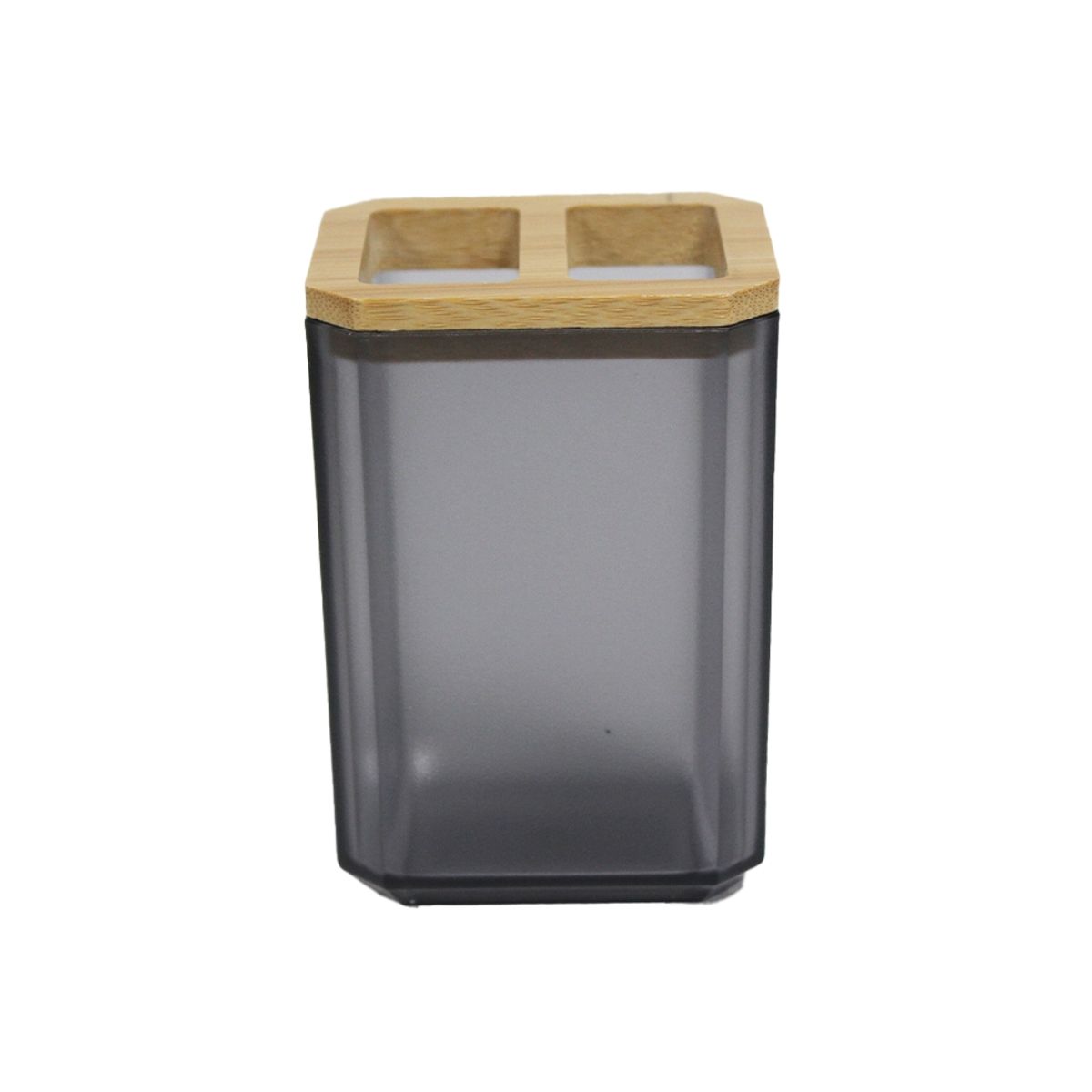 NEWTREE - Porta Cepillo Acrilico Tapa Madera 10x7cm