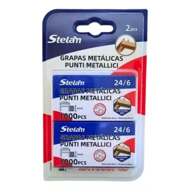 GENERICO - Corchetes (grapa) 24/6 De 1000 Unidades 12 mm X 6 mm 4 Pzas