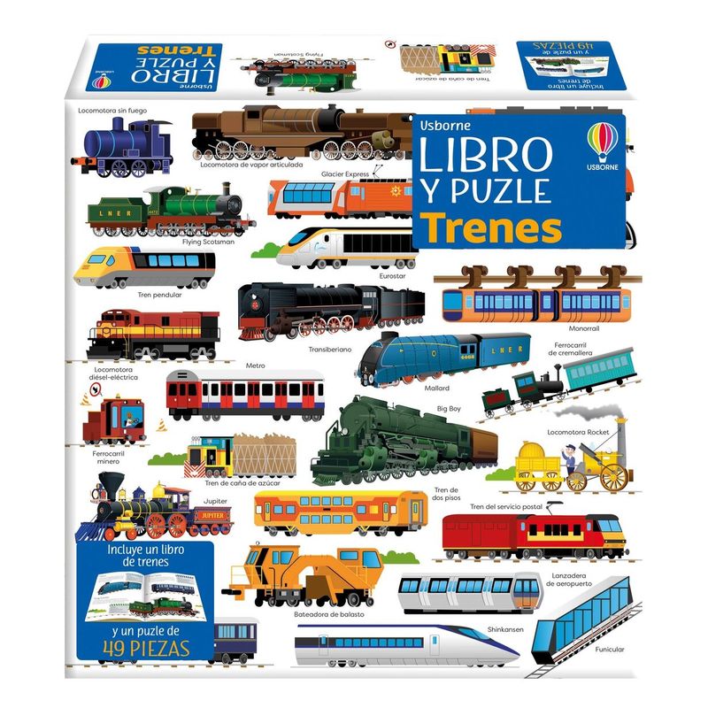 USBORNE - Libro Y Puzzle. Trenes (49 Piezas)