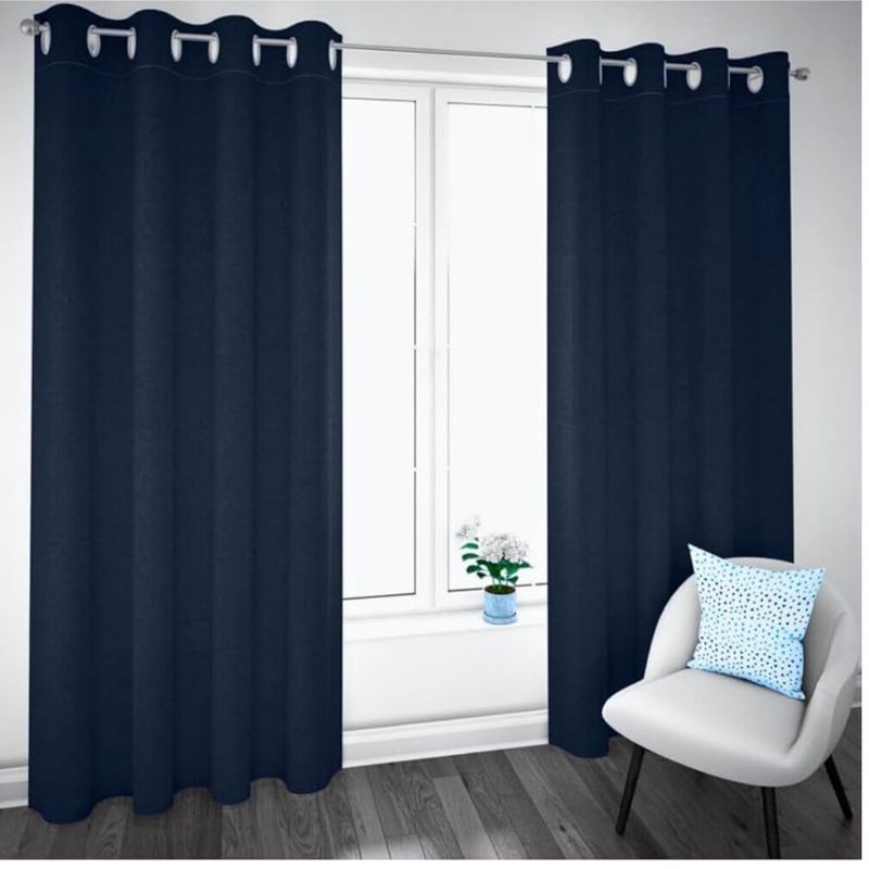 GENERICO - Set de Cortinas Blackout 2 Paños Color Azul Oscuro