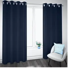 GENERICO - Set de Cortinas Blackout 2 Paños Color Azul Oscuro