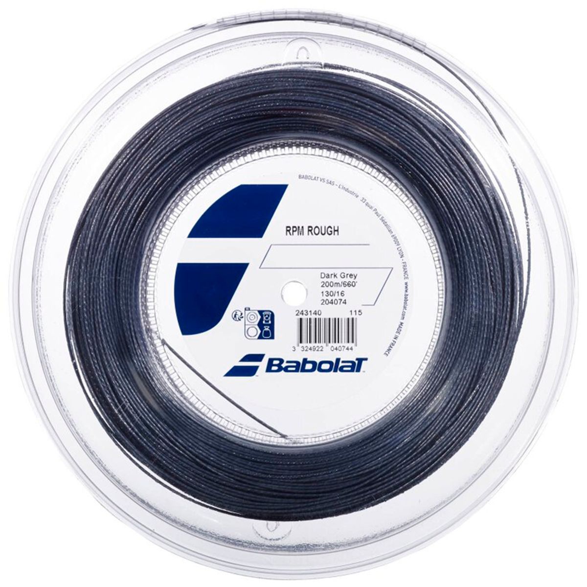 BABOLAT - CUERDA TENIS BABOLAT RPM ROUGH 1.30 X 200 MTS (GRIS)