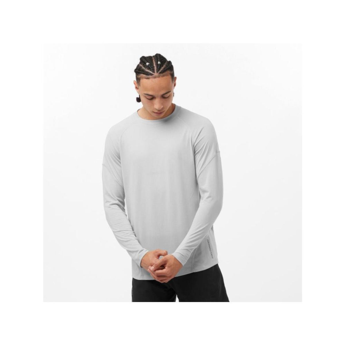 SALOMON - Polera Hombre Cross Run Ls Tee M Gris Claro Salomon