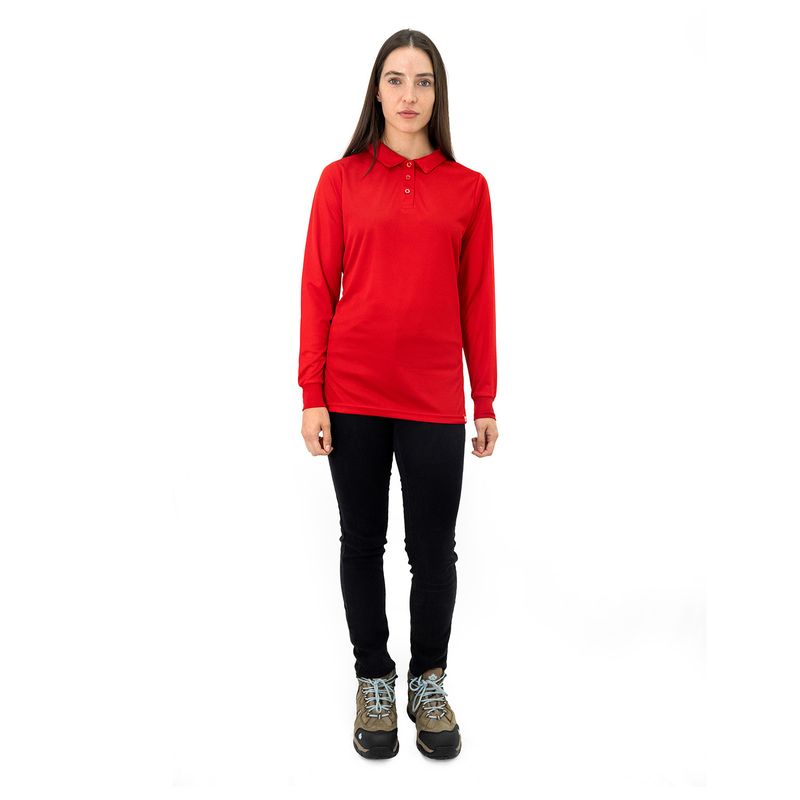 QUEBEC - Polera Cooldry Quebec Manga Larga Rojo Mujer