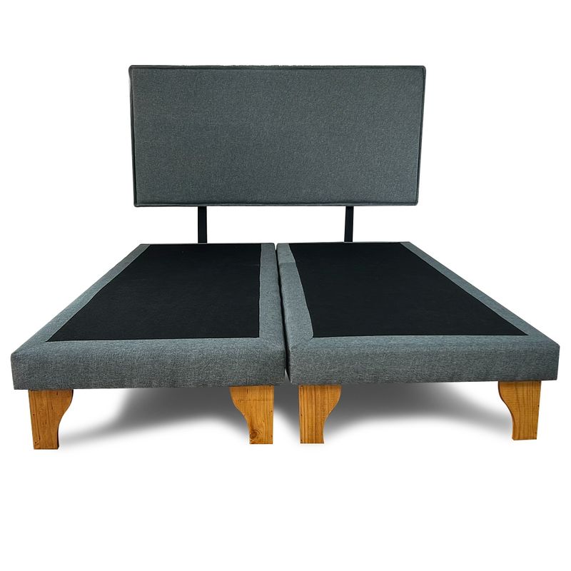 GENERICO - Base Cama Europea 2 Plazas Con Respaldo Gris Liso BOX 200X150