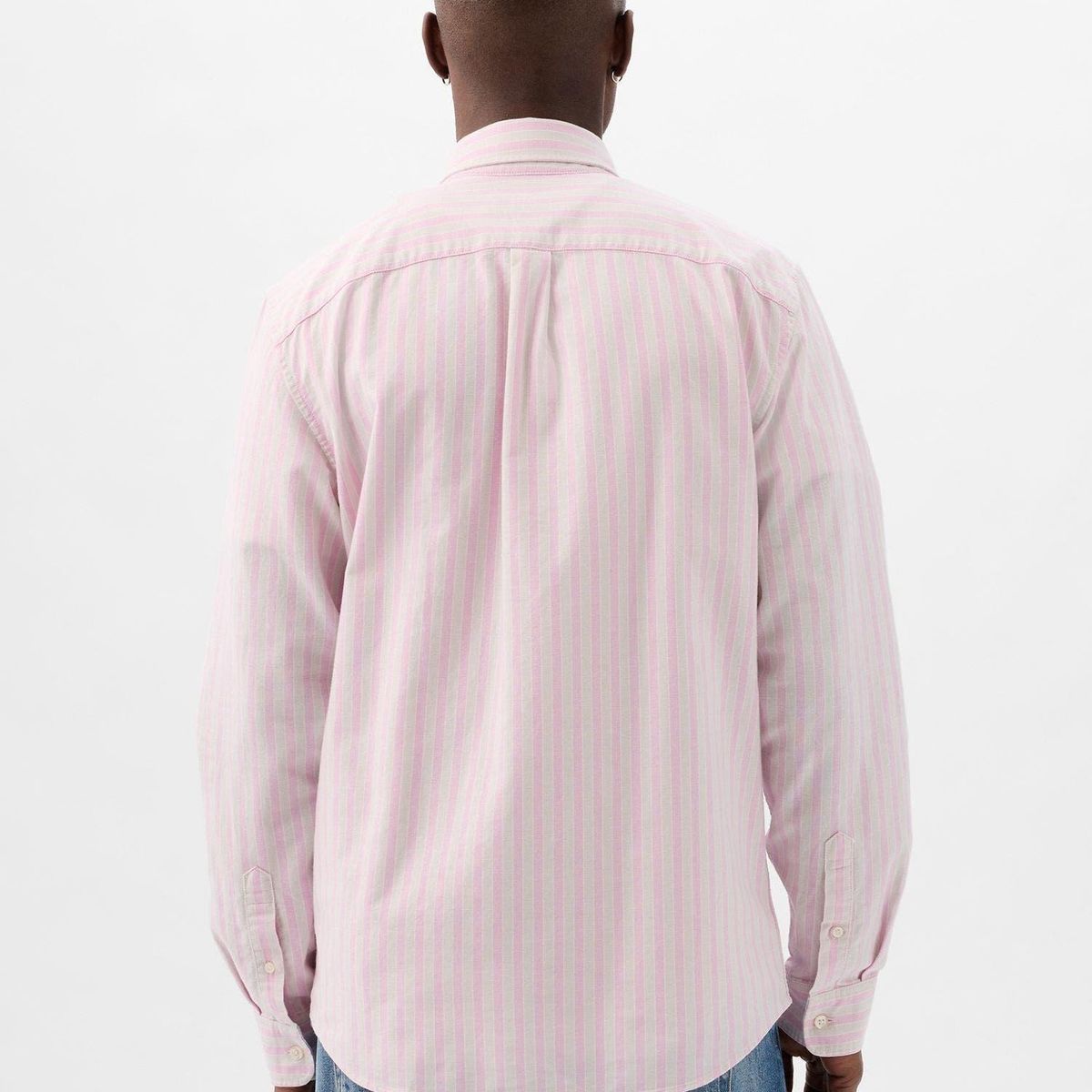 GAP - Camisa Oxford Standard Fit Rayada Rosado Hombre GAP