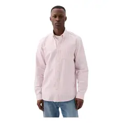 GAP - Camisa Oxford Standard Fit Rayada Rosado Hombre