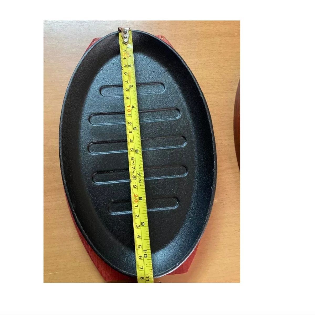 GENERICO - Plancha Plato De Fierro Fundido Con Base De Madera 28cm