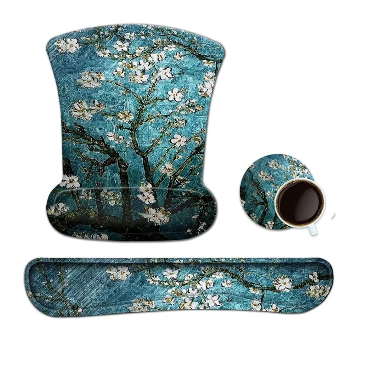 GENERICO - Set 3 Alfombrilla Mouse Pad Ergonómica Reposa Muñecas Flor