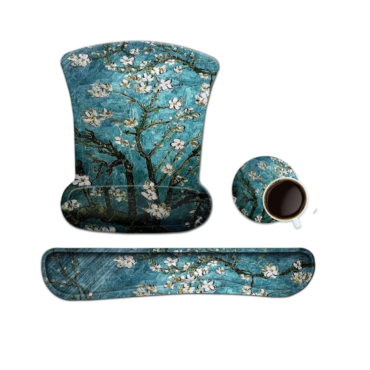 GENERICO - Set 3 Alfombrilla Mouse Pad Ergonómica Reposa Muñecas Flor