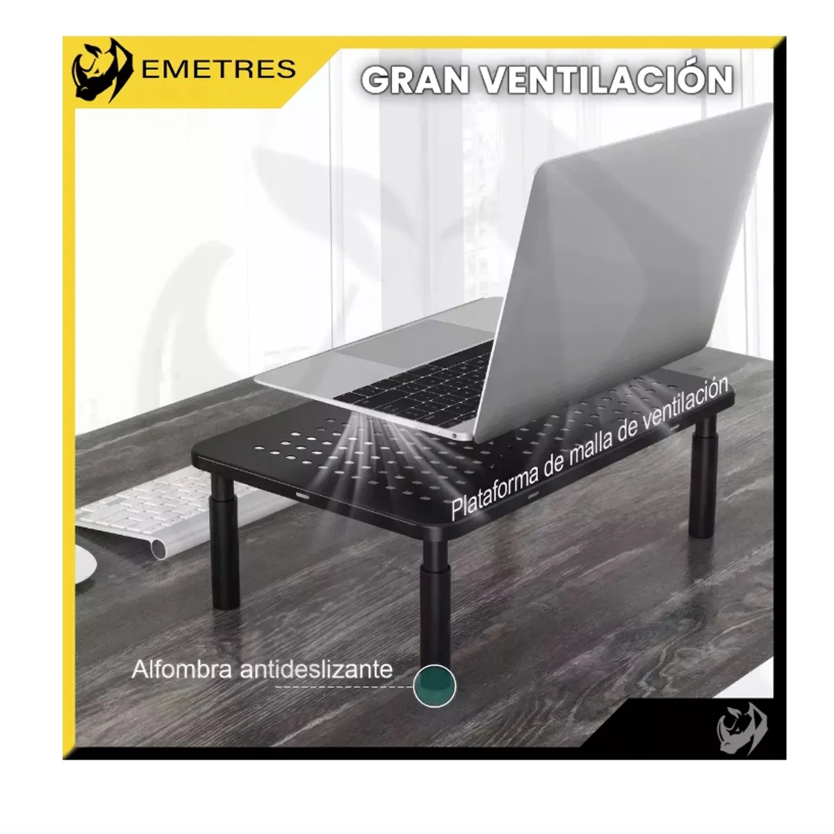 GENERICO - Soporte Base Monitor 3 Niveles Alturas Pc Notebook Pantallas