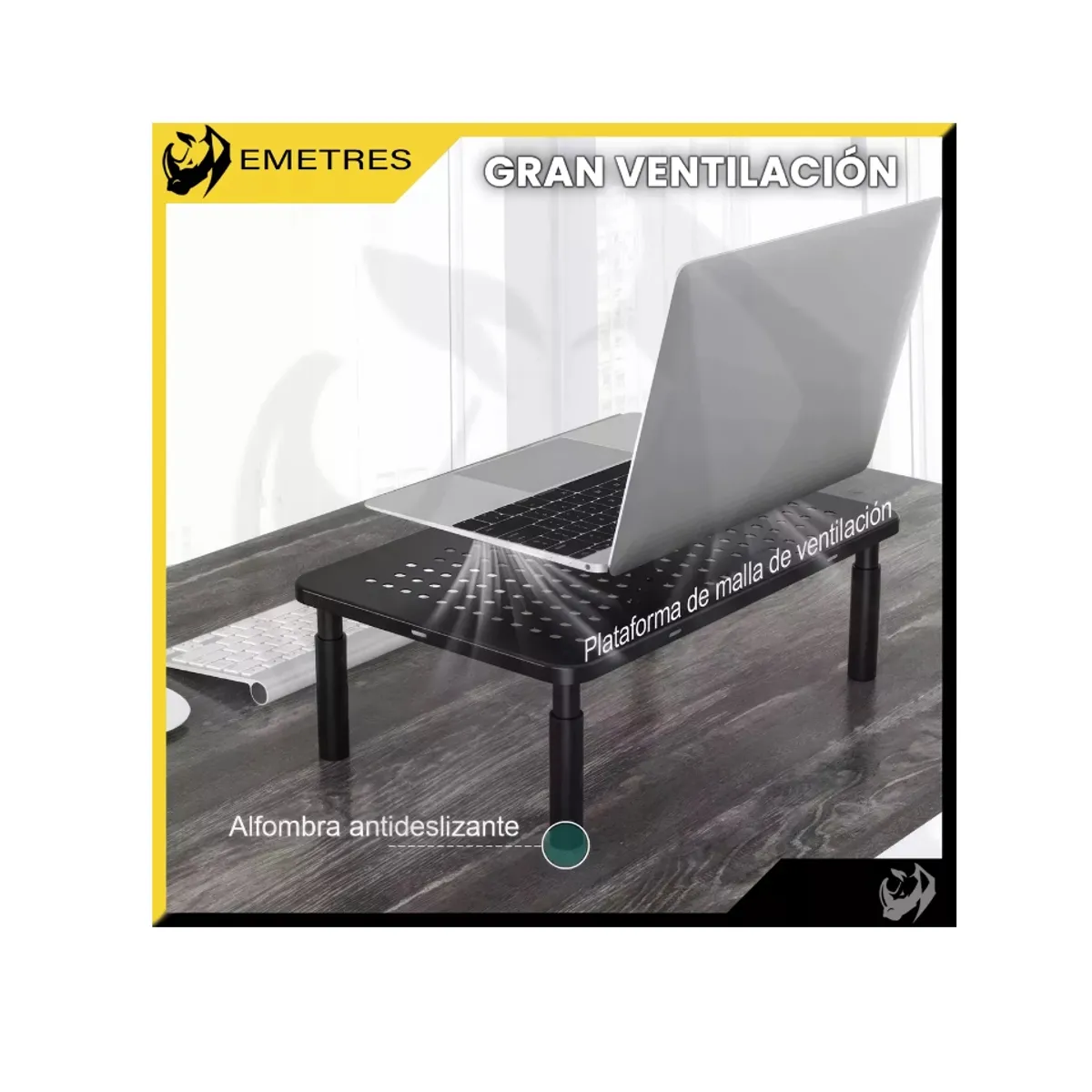 GENERICO - Soporte Base Monitor 3 Niveles Alturas Pc Notebook Pantallas