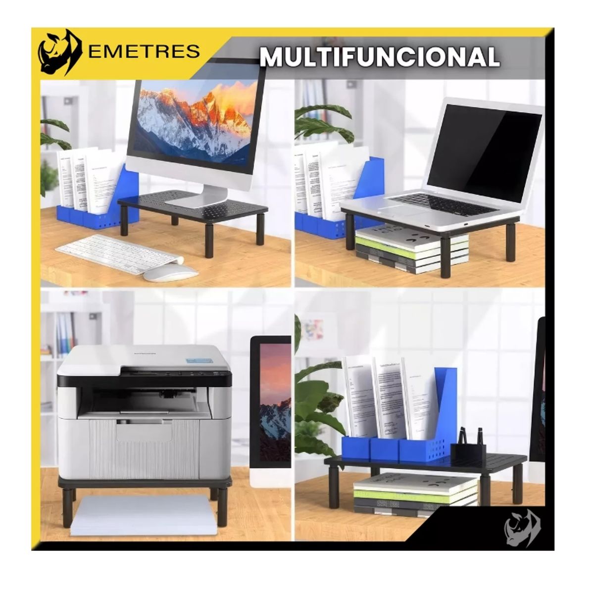 GENERICO - Soporte Base Monitor 3 Niveles Alturas Pc Notebook Pantallas