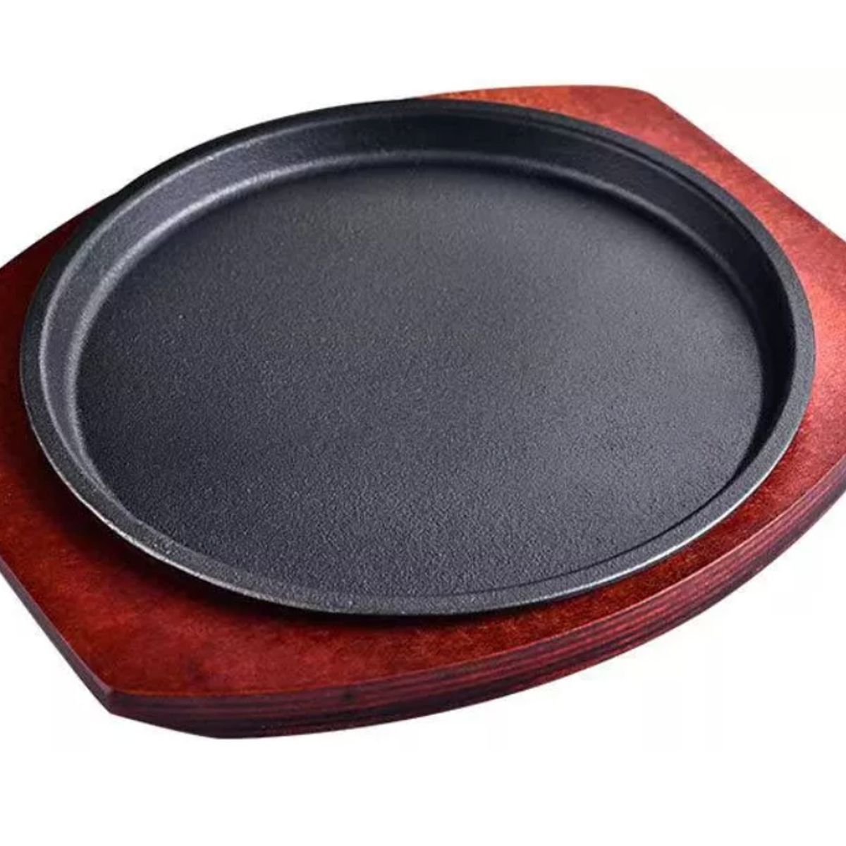 GENERICO - Plancha Plato De Fierro Fundido Con Base De Madera 25cm