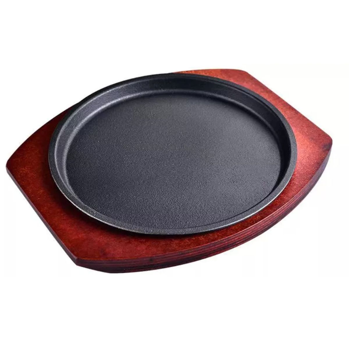 GENERICO - Plancha Plato De Fierro Fundido Con Base De Madera 25cm