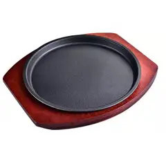 GENERICO - Plancha Plato De Fierro Fundido Con Base De Madera 25cm