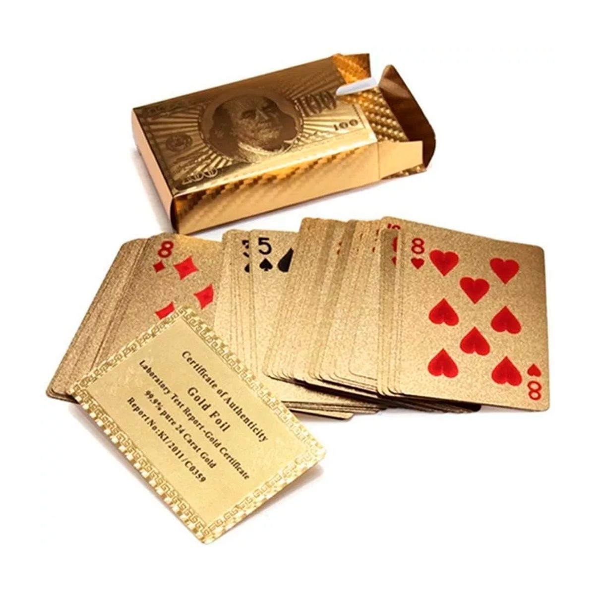 GENERICO - Baraja Naipe Carta Ingles Dorado Plástica Magia Poker Color