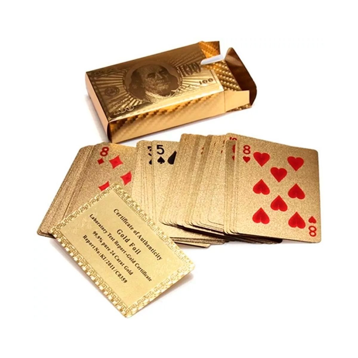 GENERICO - Baraja Naipe Carta Ingles Dorado Plástica Magia Poker Color