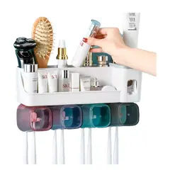 GENERICO - Dispensador Pasta Dental Con Porta Cepillos Crema De Dientes