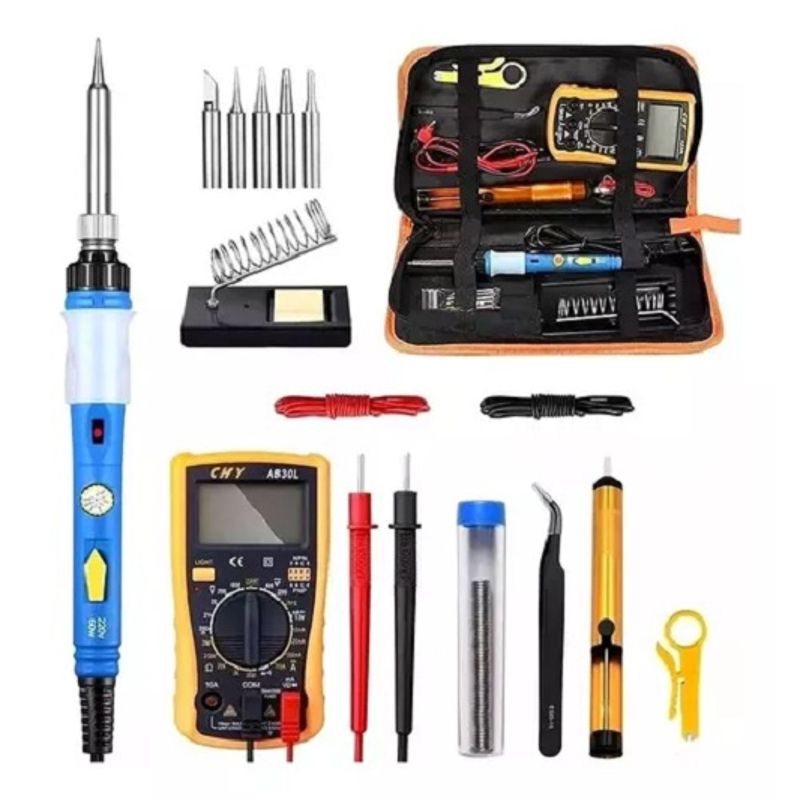 GENERICO - Kit Eléctrico Cautín 60w 220v Regulable 17 Accesorios X X L 215205