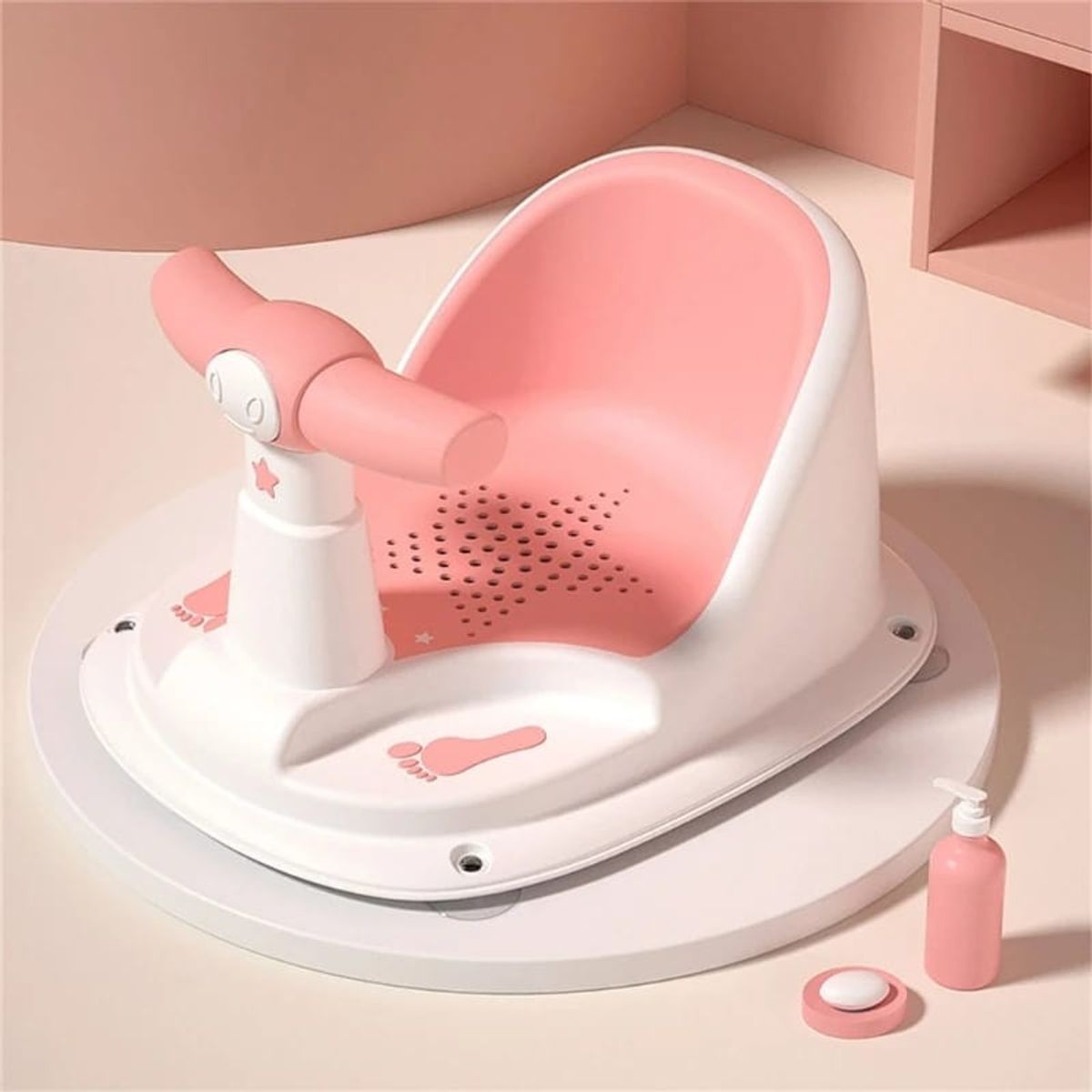 OEM - SILLA DE BAÑO PARA BEBE CON VENTOSA ROSA