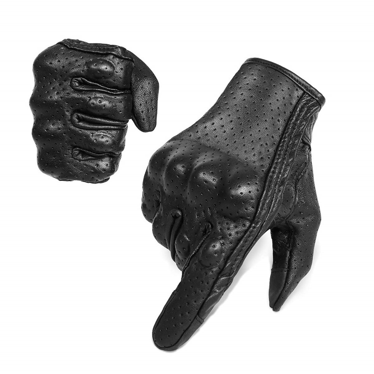 GENERICO - Guantes para Moto S Superbike Cortos Cuero con Perforaciones