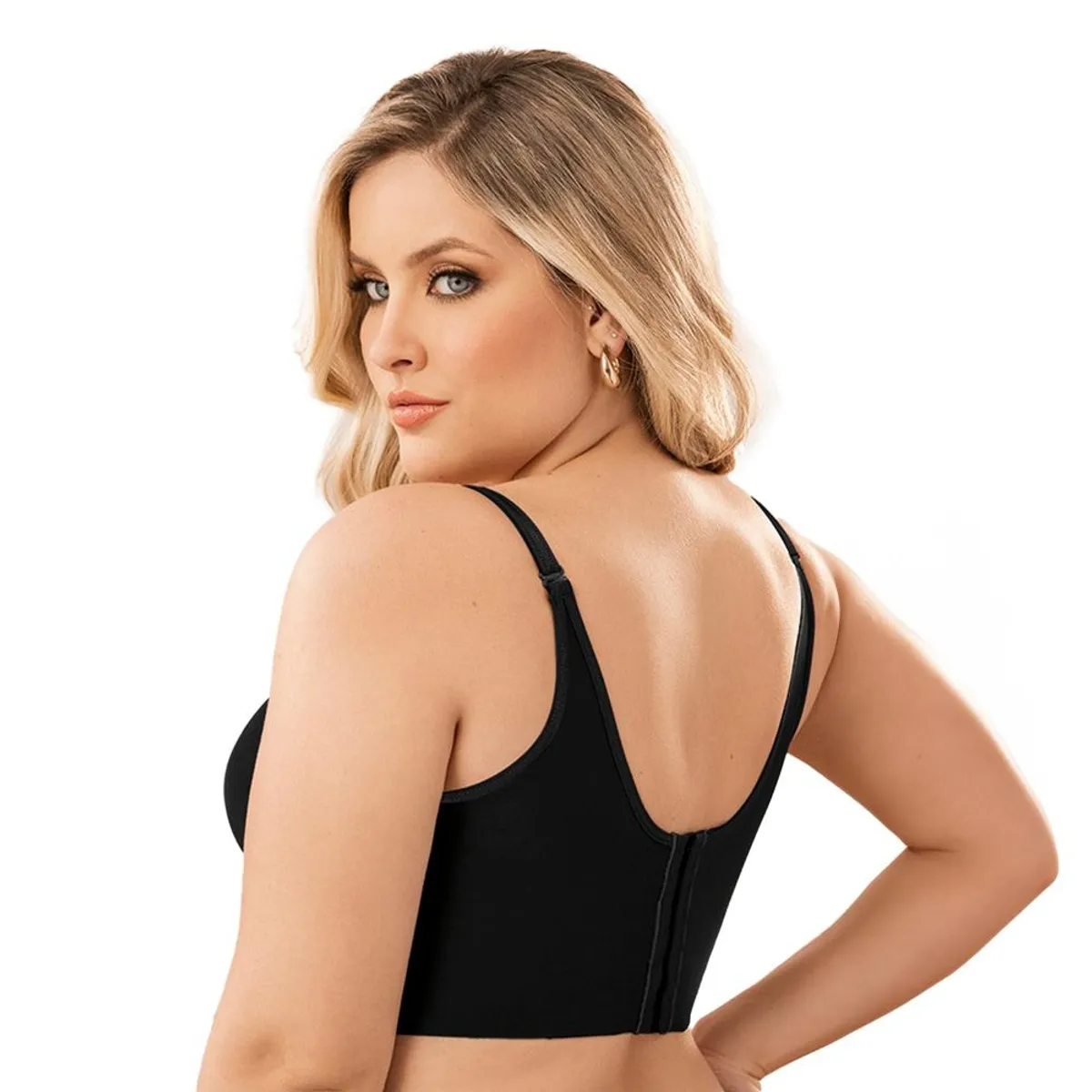 CAROL - Sostén Control Negro Alto Cubrimiento Espalda - Negro