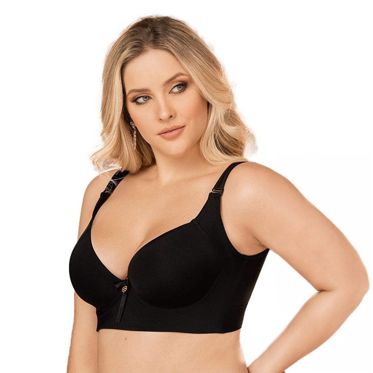 CAROL - Sostén Control Negro Alto Cubrimiento Espalda - Negro