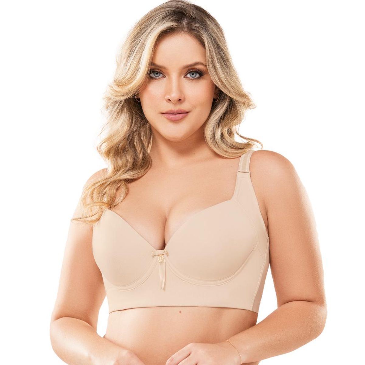 CAROL - Sostén Control Chantilly Alto Cubrimiento Espalda - Marfil