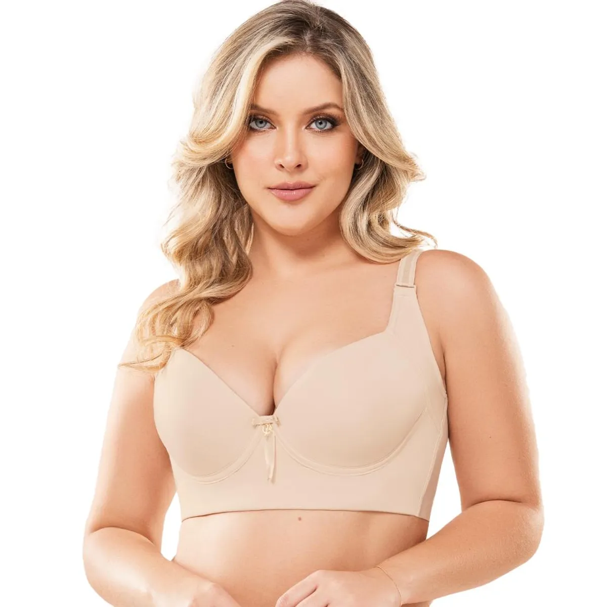 CAROL - Sostén Control Chantilly Alto Cubrimiento Espalda - Marfil