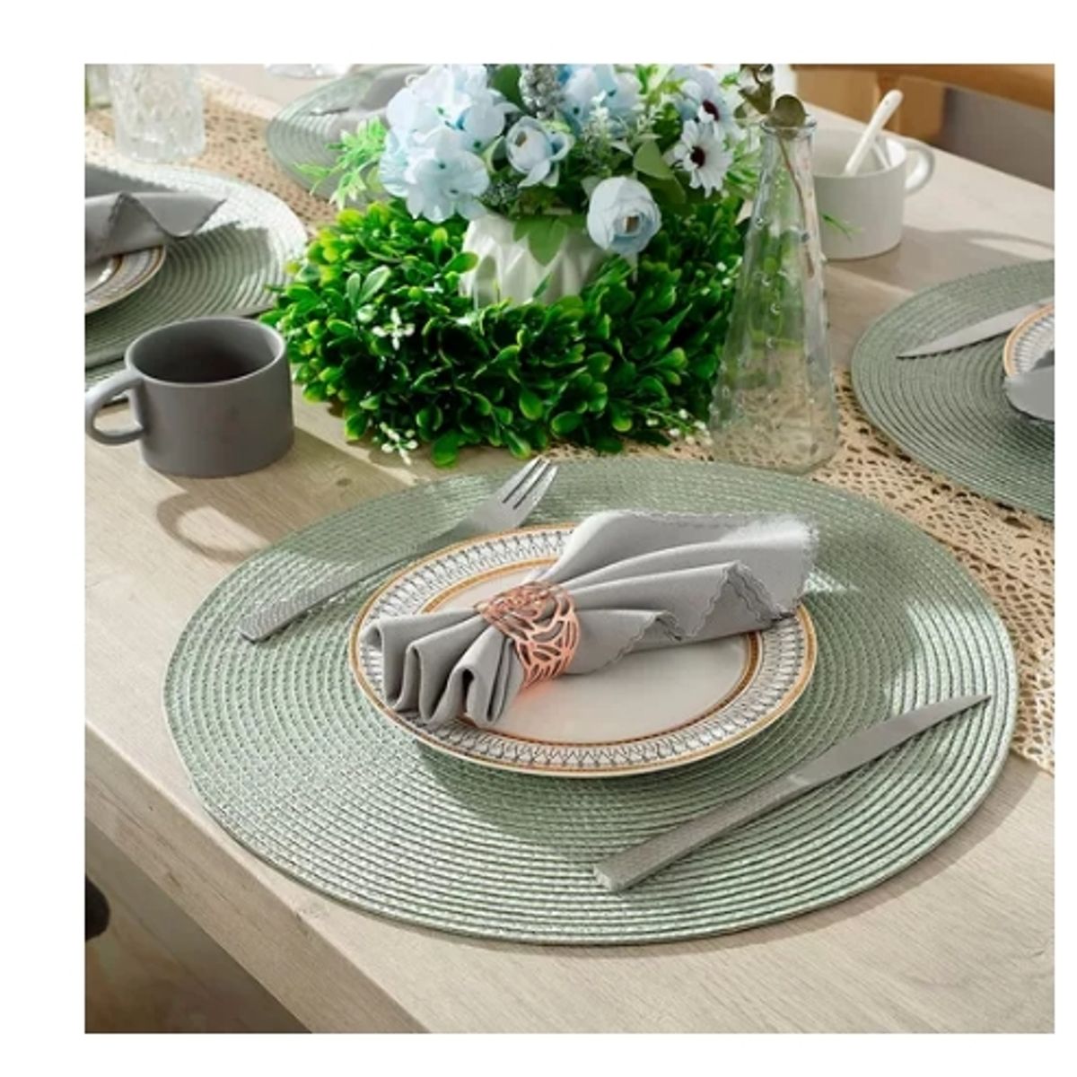 GENERICO - Set De 6 Individuales Redondos Trenzados 38 Cm