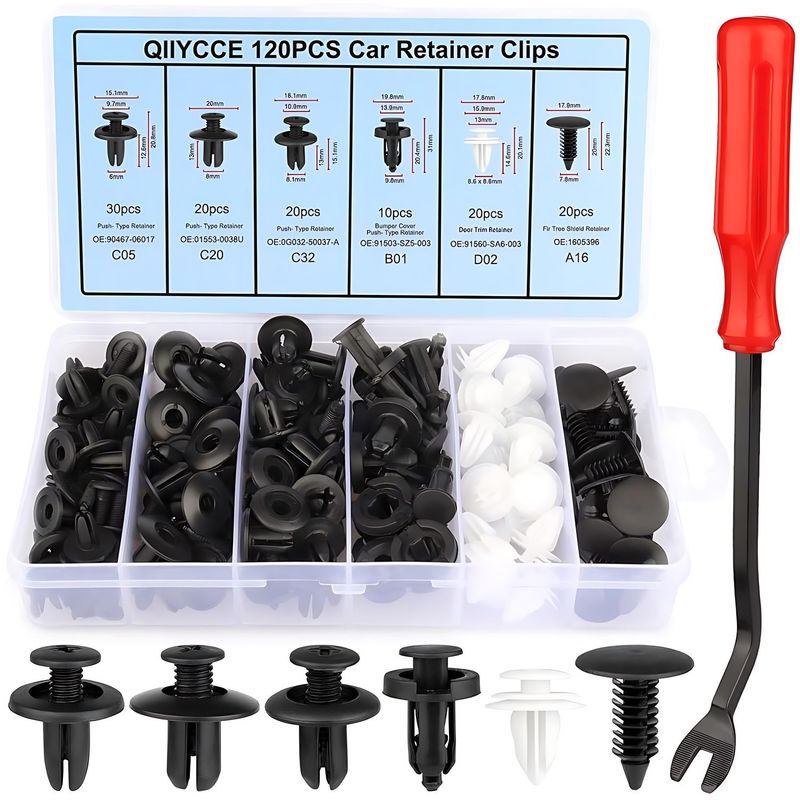 NOVYSTOR - Set Clip Remache Plastico Sujecion Para Coche Broches Autos