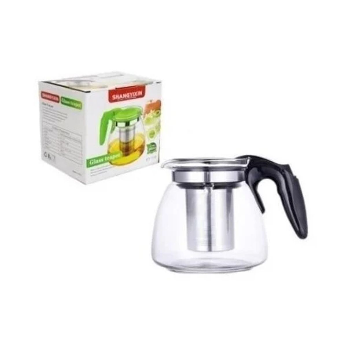 GENERICO - TETERA DE VIDRIO DE 900 ML CON INFUSOR FILTRO METALICO