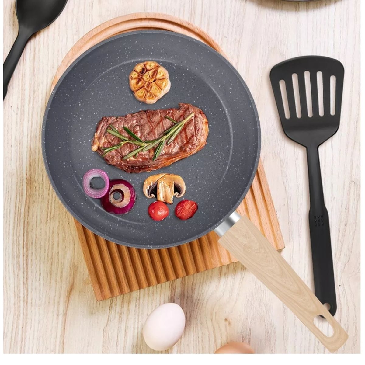 GENERICO - Bateria De Cocina 10 Piezas Antiadherente Granito Menaje